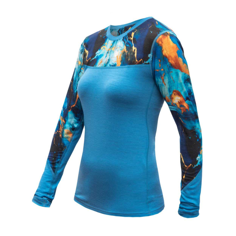 SENSOR MERINO IMPRESS dámské triko dl.rukáv modrá/universe Velikost: L