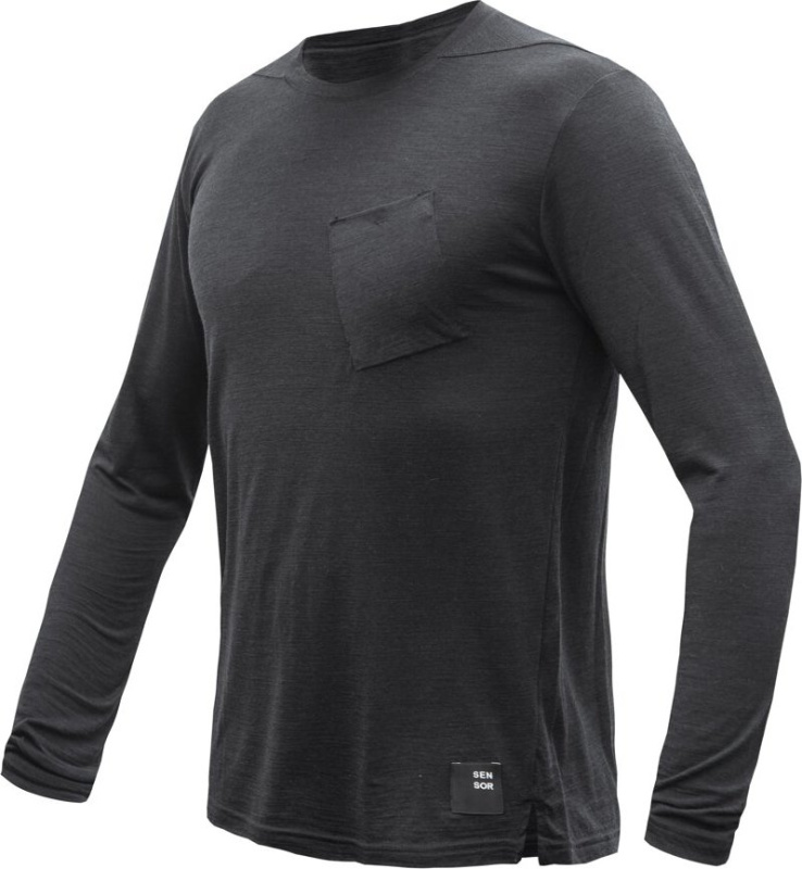 SENSOR MERINO AIR traveller pánské triko dl.rukáv černá Velikost: S