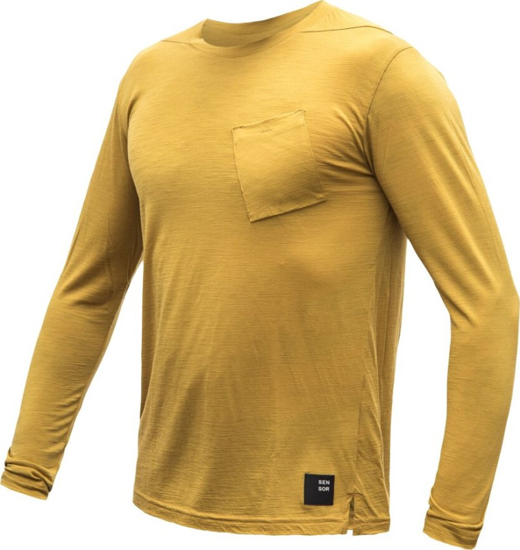 SENSOR MERINO AIR traveller pánské triko dl.rukáv mustard Velikost: S