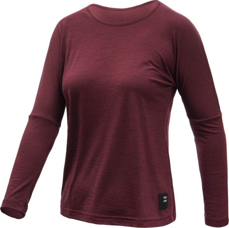 SENSOR MERINO AIR traveller dámské triko dl.rukáv port red Velikost: L