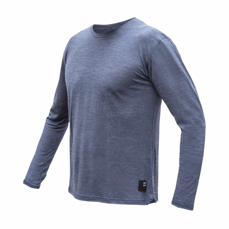 SENSOR MERINO LITE pánské triko dl.rukáv mottled blue Velikost: L