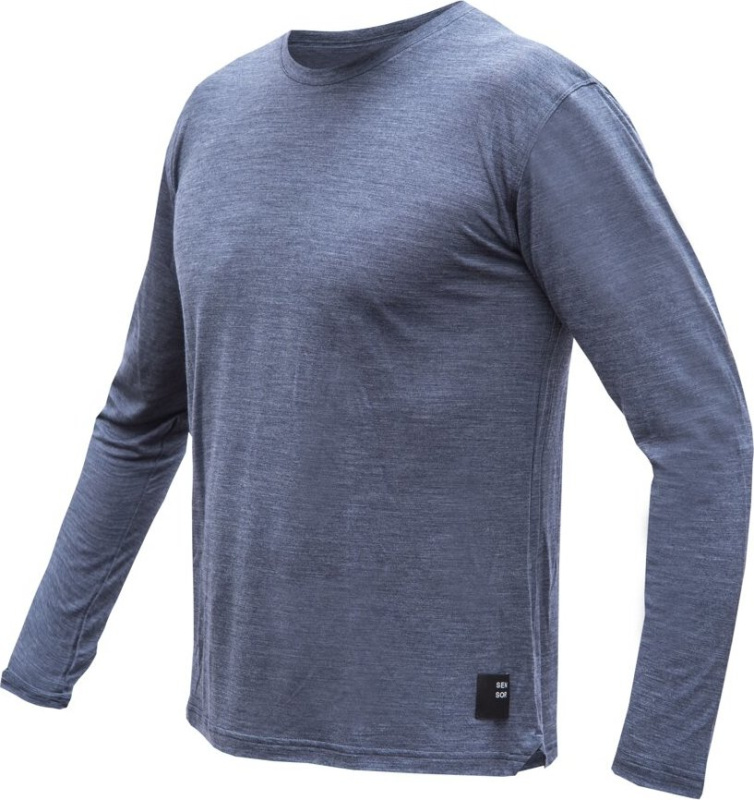 SENSOR MERINO LITE pánské triko dl.rukáv mottled blue Velikost: XXL