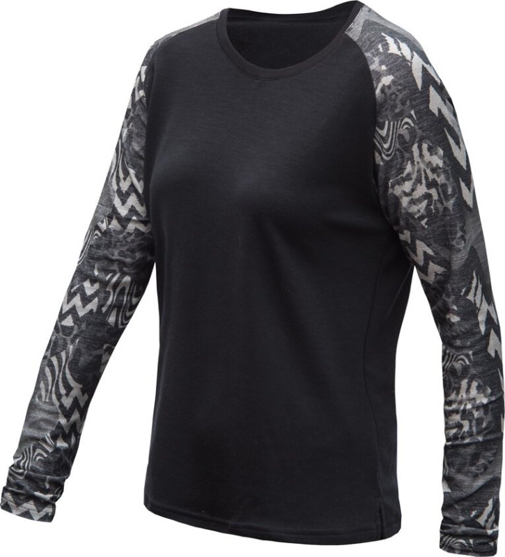 SENSOR MERINO BLEND IMPRESS dámské triko dl.rukáv černá/zebra Velikost: XL