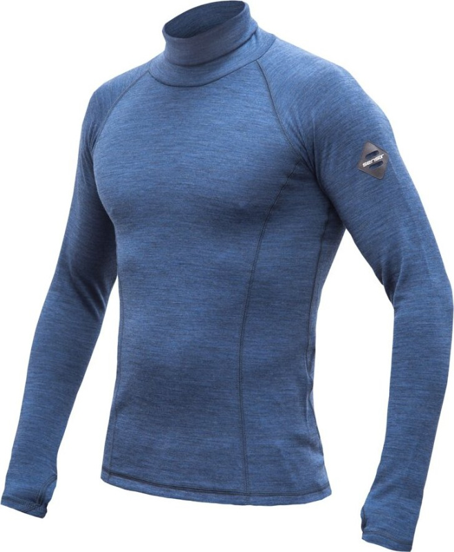 SENSOR MERINO BOLD pánské triko dl.rukáv roll neck cool blue Velikost: XXL