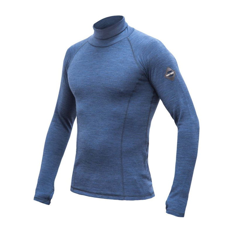 SENSOR MERINO BOLD pánské triko dl.rukáv roll neck cool blue Velikost: XXL