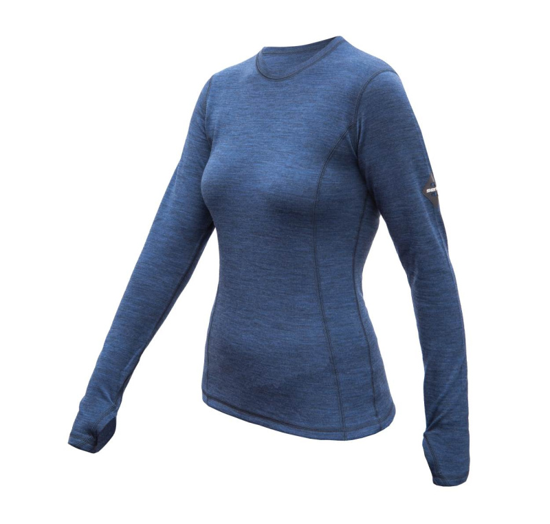 SENSOR MERINO BOLD dámské triko dl.rukáv cool blue Velikost: S