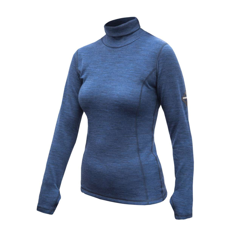 SENSOR MERINO BOLD dámské triko dl.rukáv roll neck cool blue Velikost: S