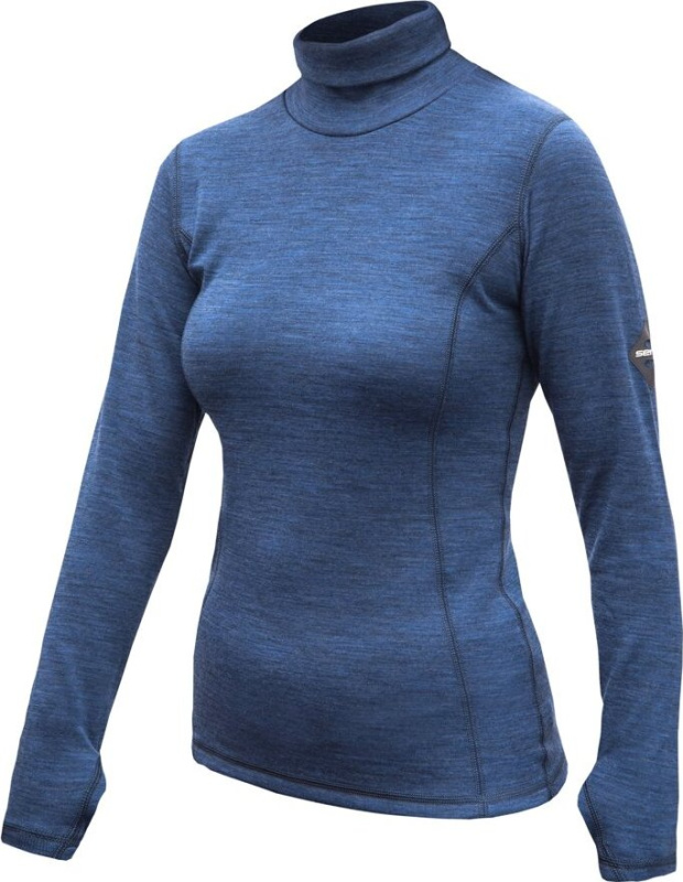 SENSOR MERINO BOLD dámské triko dl.rukáv roll neck cool blue Velikost: L