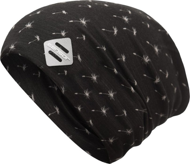 Unisex merino čepice SENSOR Impress Logo černá Velikost: L