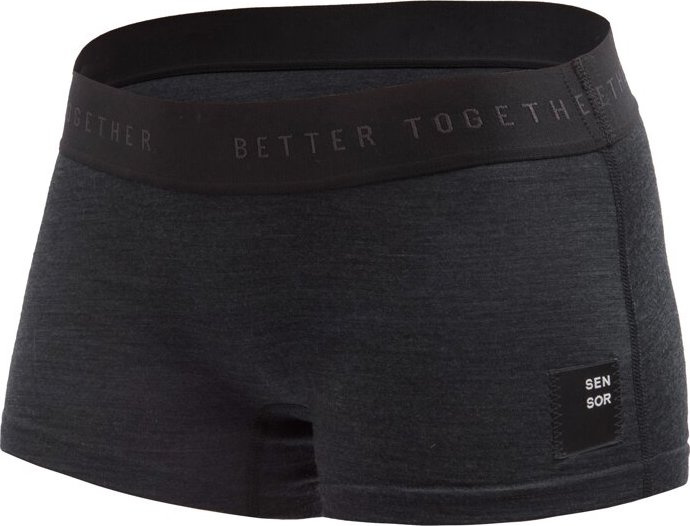 SENSOR MERINO CORDURA dámské kalhotky s nohavičkou černá Velikost: M