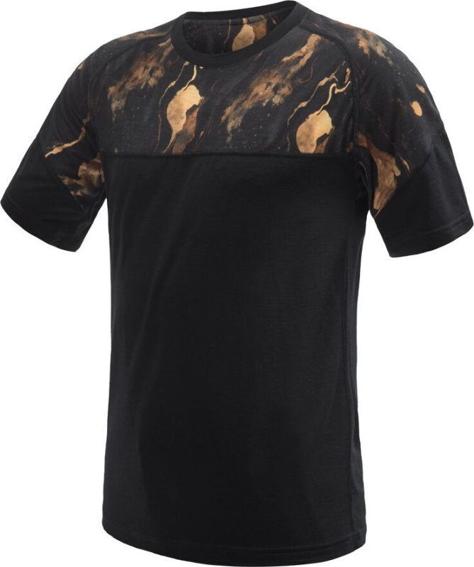 SENSOR MERINO IMPRESS pánské triko kr.rukáv černá/cosmos Velikost: XL