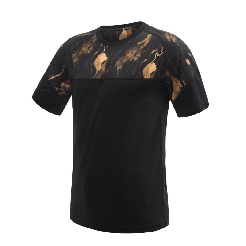 SENSOR MERINO IMPRESS pánské triko kr.rukáv černá/cosmos Velikost: XXL