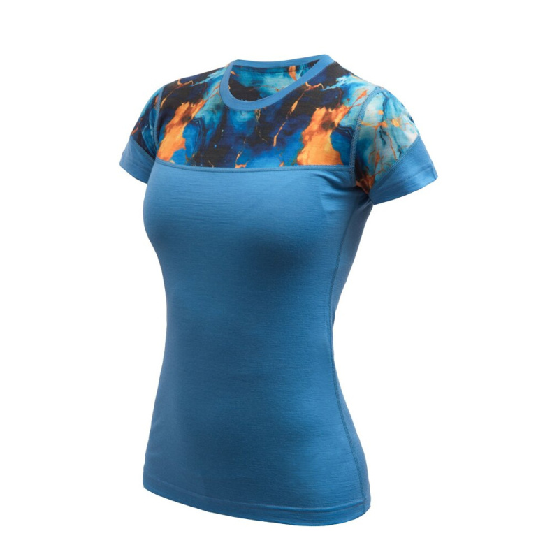 SENSOR MERINO IMPRESS dámské triko kr.rukáv modrá/universe Velikost: S