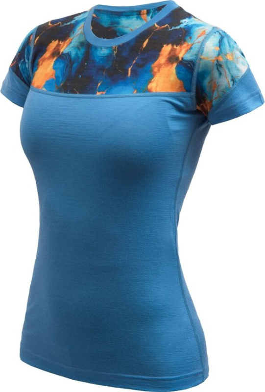 SENSOR MERINO IMPRESS dámské triko kr.rukáv modrá/universe Velikost: XL