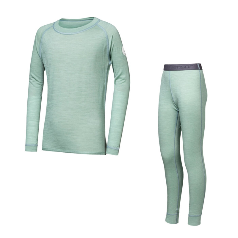 SENSOR MERINO AIR SET dětský triko dl.rukáv + spodky basil green -100