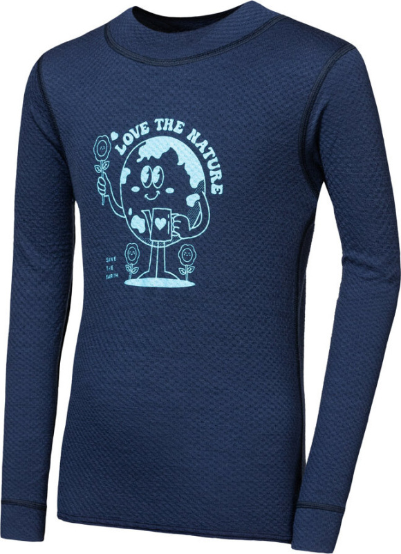 SENSOR MERINO DF PLANET dětské triko dl.rukáv deep blue -130