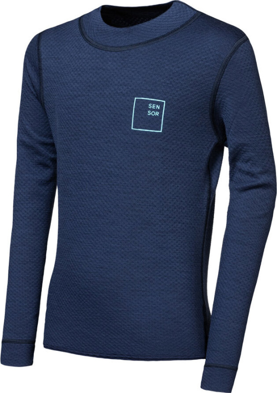 Juniorské merino triko SENSOR Df Logo Up deep blue Barva: Modrá, Velikost: 160