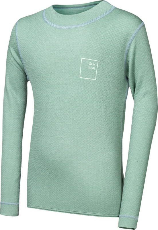 Juniorské merino triko SENSOR Df Logo Up basil green Barva: Zelená, Velikost: 160