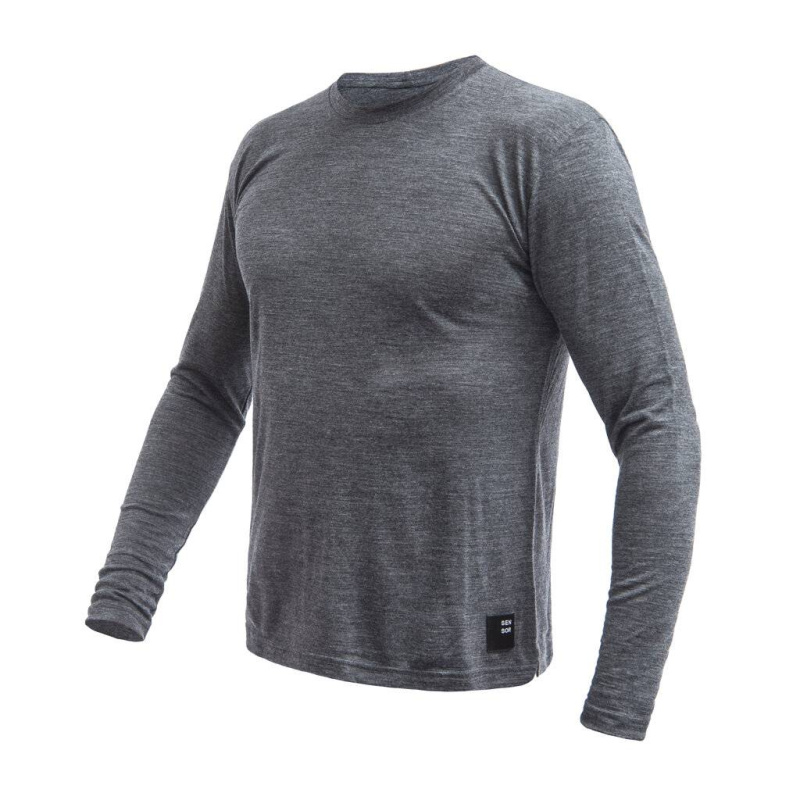 SENSOR MERINO LITE pánské triko dl.rukáv anthracite gray Velikost: M