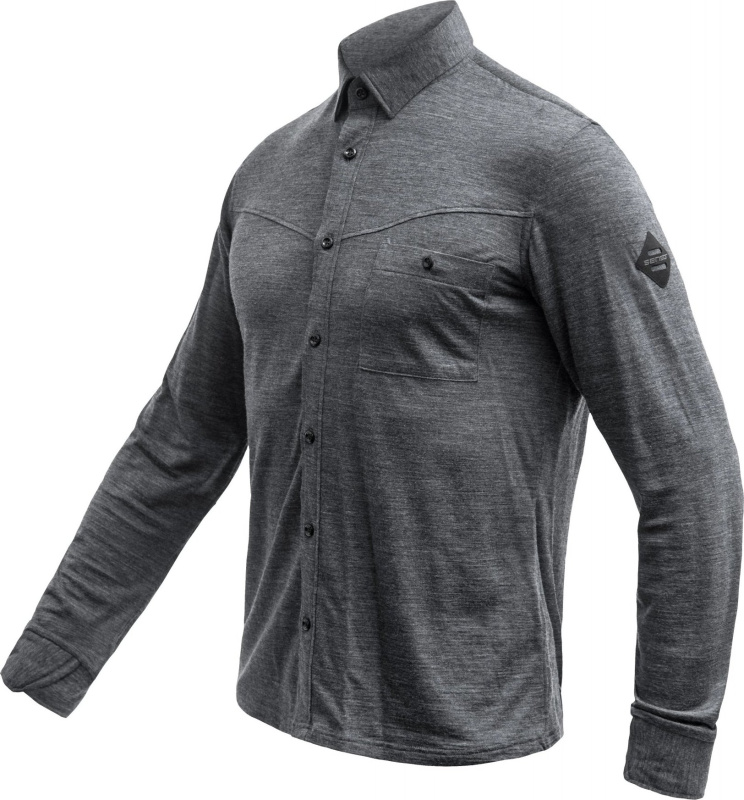 SENSOR MERINO LITE unisex košile dl.rukáv anthracite gray Velikost: M
