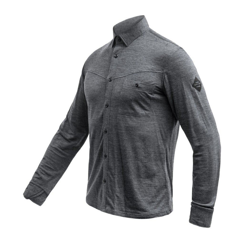 SENSOR MERINO LITE unisex košile dl.rukáv anthracite gray Velikost: L