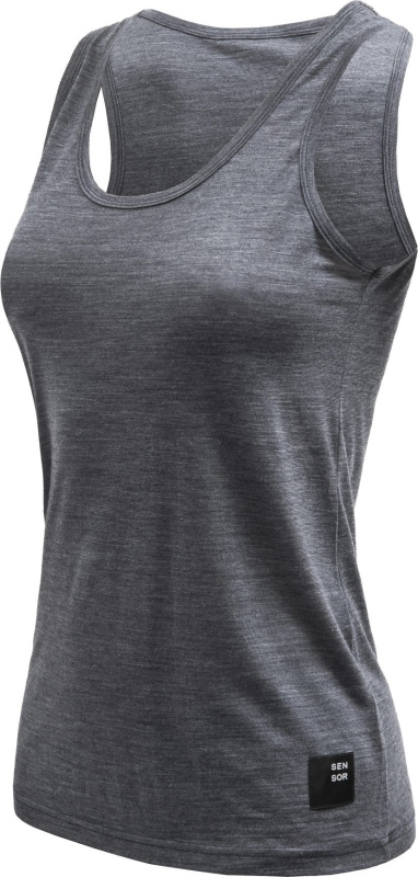 SENSOR MERINO LITE dámské triko bez rukávu anthracite gray Velikost: M