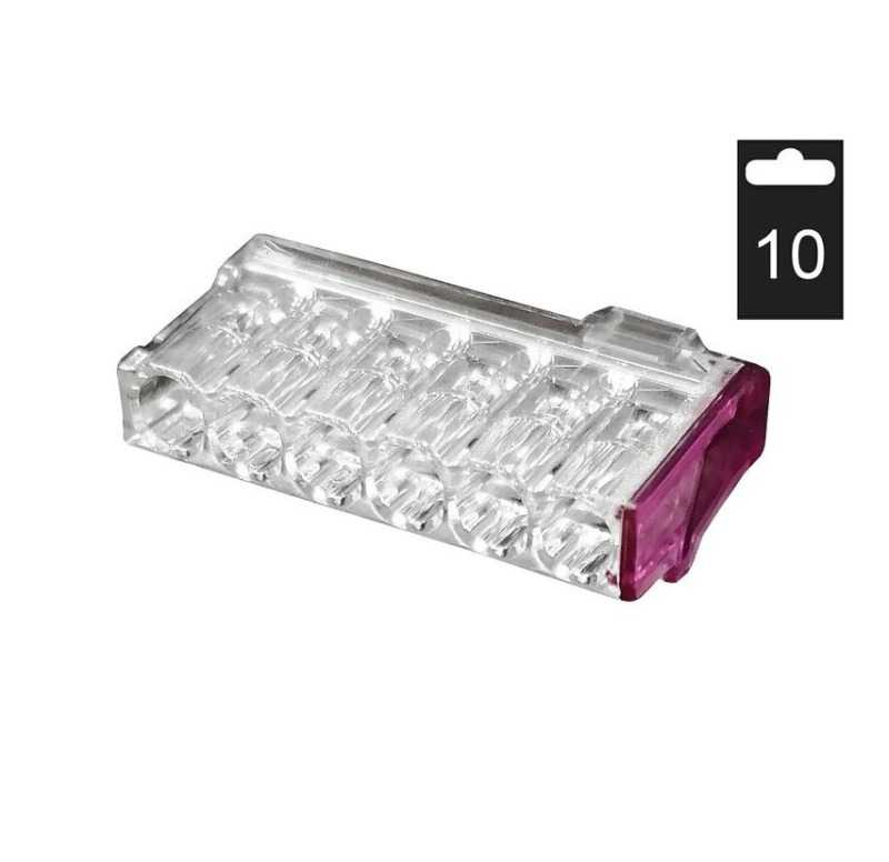 EL 1078610 Svorka krabicová mini. PC216-P/10 bezšroub., 6x 0,5-2,5 mm2, tran./fialová (bal.10)