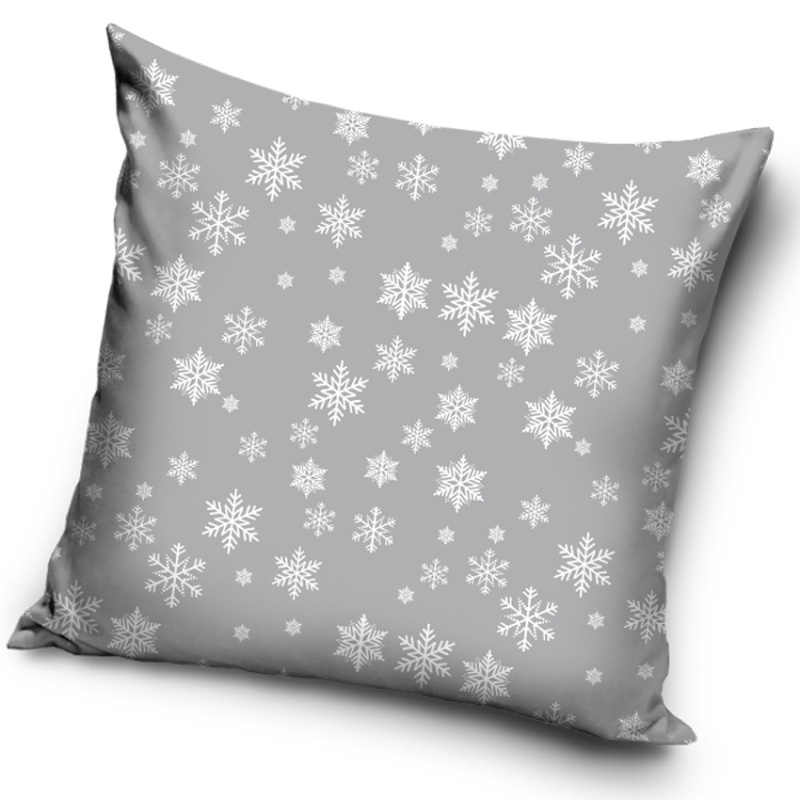 Vánoční polštářek stříbrný - Sněhové vločky
