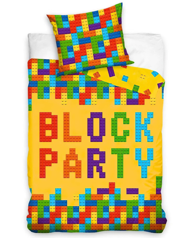TipTrade Dětské povlečení STAVEBNICE BLOCK PARTY, žluté, bavlna hladká, 140x200cm + 70x90cm