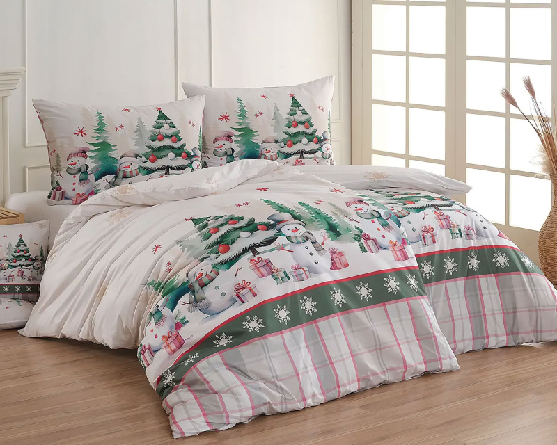 Matějovský Povlečení JORDY, sněhuláci, vánoční, bavlna hladká digitál, 140x200cm + 70x90cm