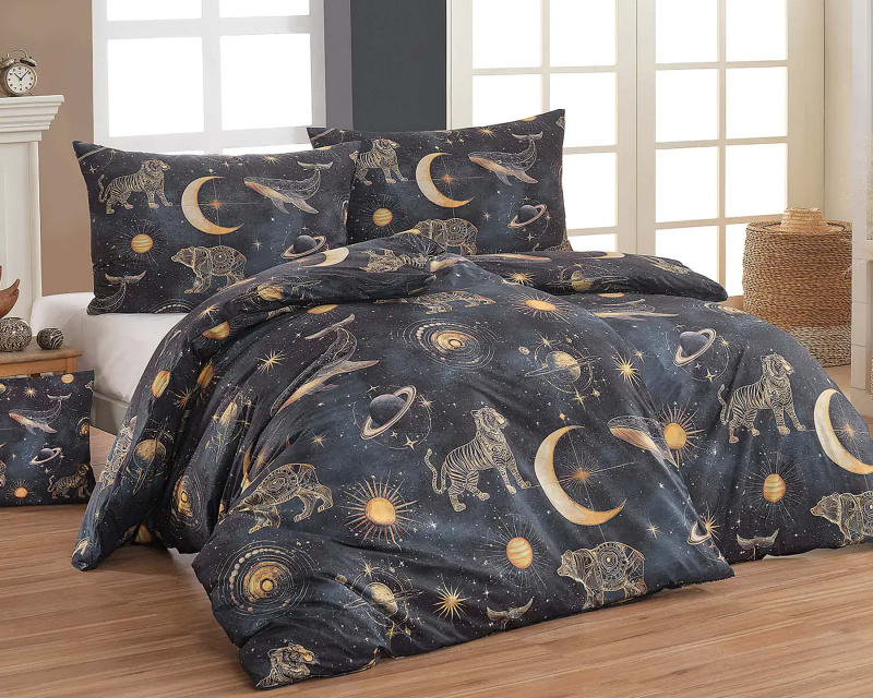 Matějovský Povlečení VELORIA, galaktické motivy, černé, bavlna hladká digitál, 140x200cm + 70x90cm