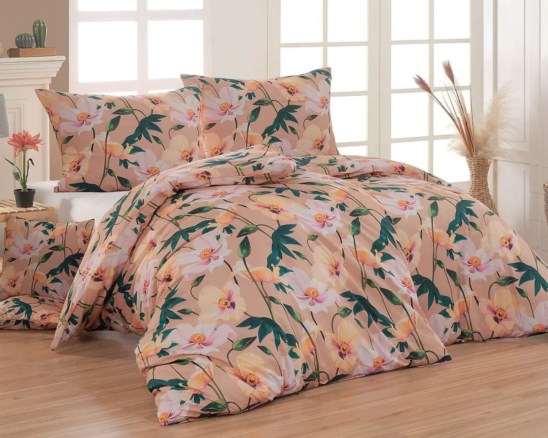 Matějovský Povlečení POPPY, mákové květy, meruňkové, bavlna hladká digitál, 140x200cm + 70x90cm