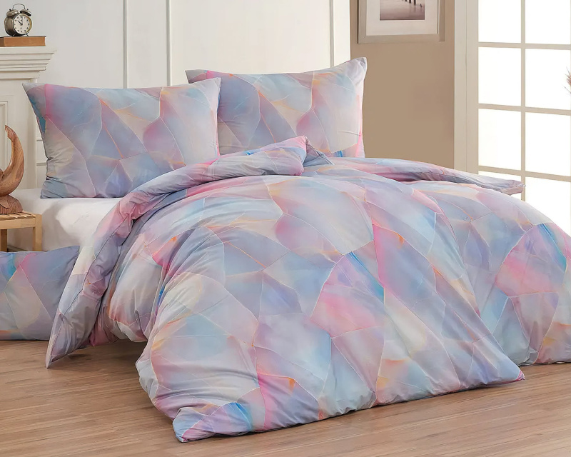 Matějovský Povlečení NOEMI, geometrický vzor, modro-růžové, bavlna hladká digitál, 140x200cm + 70x90cm