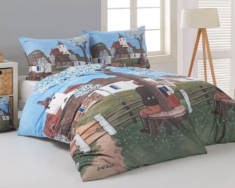 Matějovský povlečení JOSEF LADA MÁJOVÁ NOC, modré, bavlna hladká digitál, 140x200cm + 70x90cm