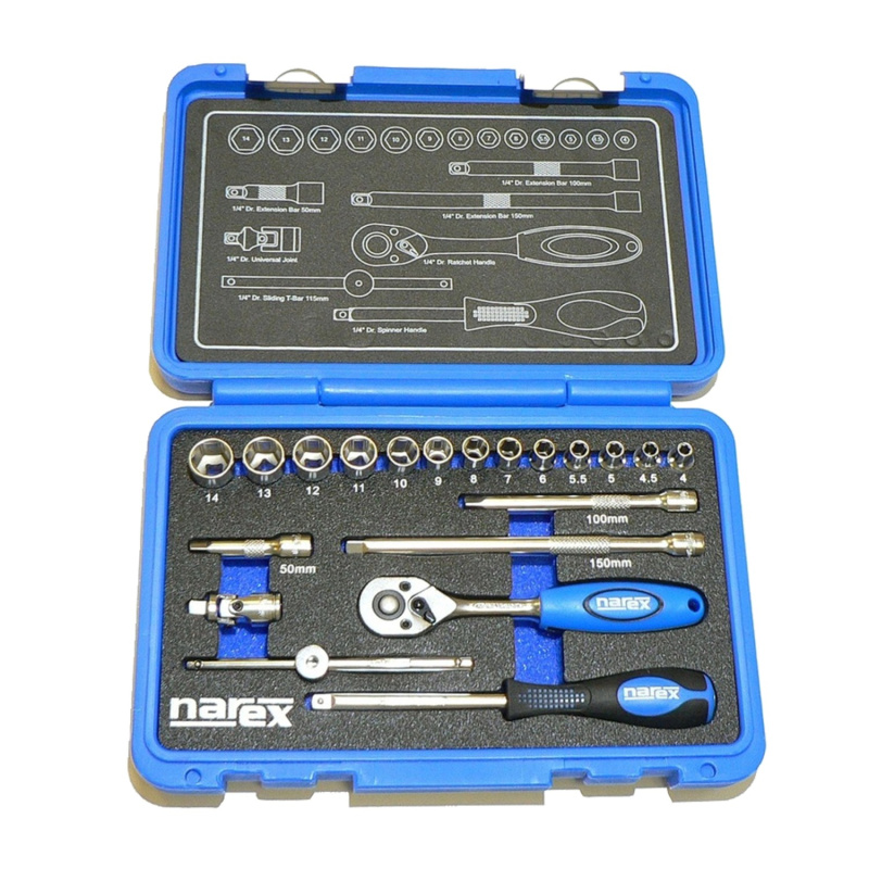Narex 20-dílná sada hlavic a ovladačů 1/4"