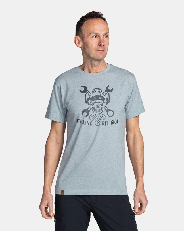 Pánské bavlněné triko KILPI Skully světle šedé Velikost: XS