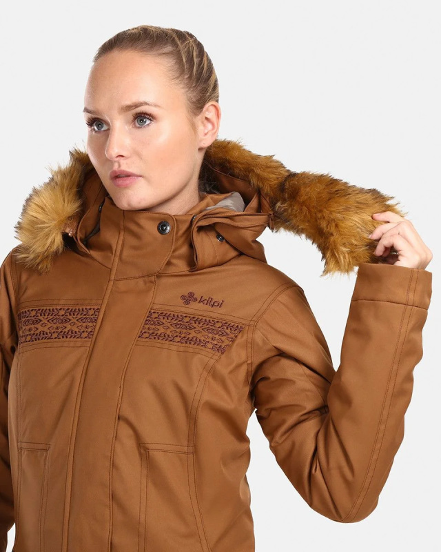 Dámský zimní kabát KILPI Peru hnědý Velikost: 38