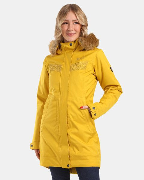 Dámský zimní kabát KILPI Peru žlutý Velikost: 36