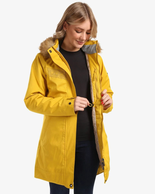 Dámský zimní kabát KILPI Peru žlutý Velikost: 40