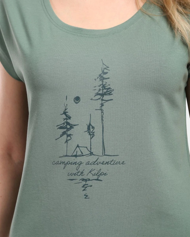 Dámské bavlněné triko KILPI Roane khaki Velikost: 42