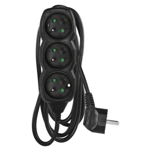 Emos Prodlužovací kabel černý, 3 zásuvky, max. 16 A/3680 W, 1,5 m