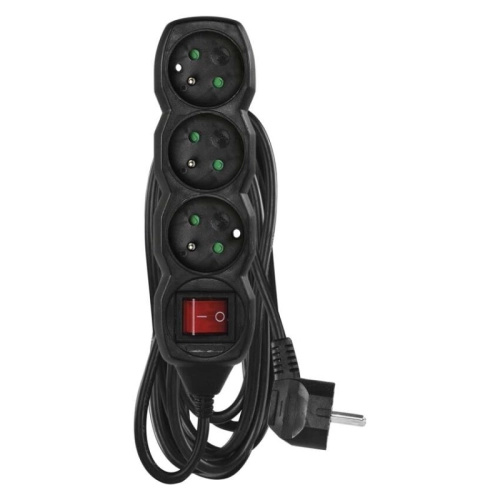 Emos Prodlužovací kabel s vypínačem černý, 3 zásuvky, max. 10 A/2300 W, 5 m