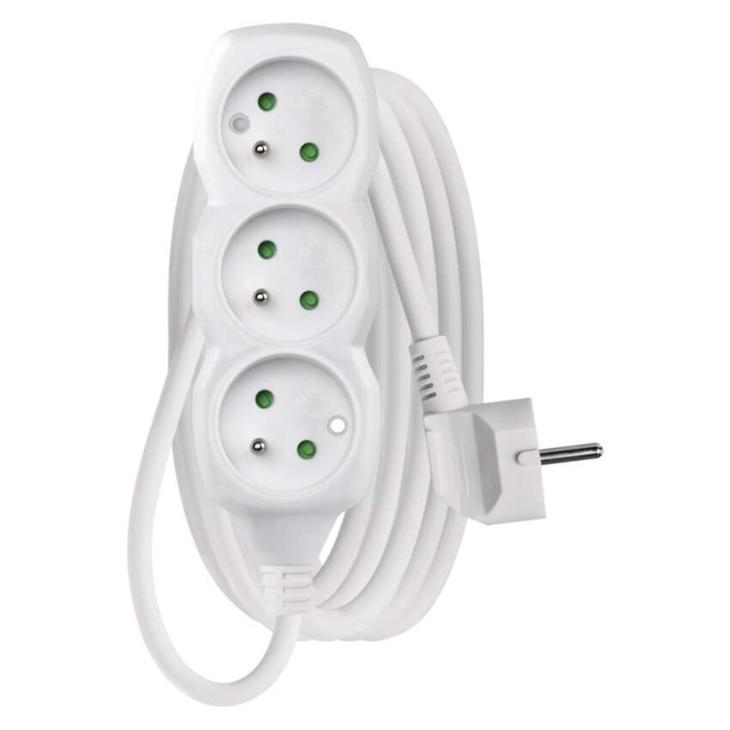 Prodlužovací kabel EMOS 3m, 3 zásuvky, bílý, PVC, 1,5mm2