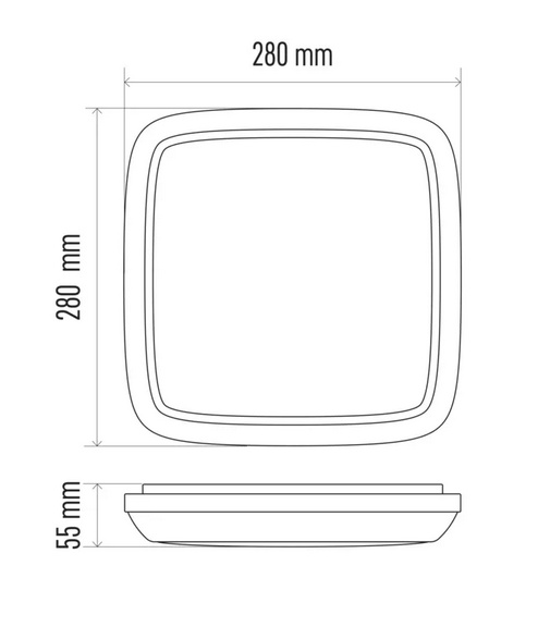 Emos lighting LED přisazené svítidlo DORI IP54, ø 280 mm, 18W Teplota světla: 4000K, Tvar: Čtveraté