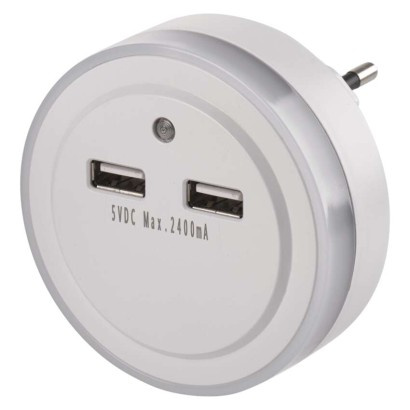 Emos lighting LED noční světlo P3313 do zásuvky s 2× USB 1456000100