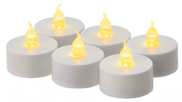 Svíčky LED svítící jantarové, 3,8 cm, 6 ks bílé Anděl Přerov s.r.o.