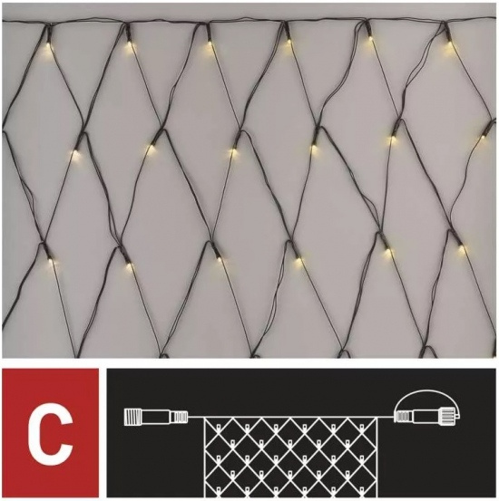 Osvětlení vánoční - nadstavitelná síť 2x1,5m-160 LED teplá bílá+ 5 cm přívodní kabel Anděl Přerov s.r.o.