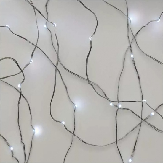 Osvětlení nano stříbrné 1,9m - 20 LED studená bílá + časovač Anděl Přerov s.r.o.