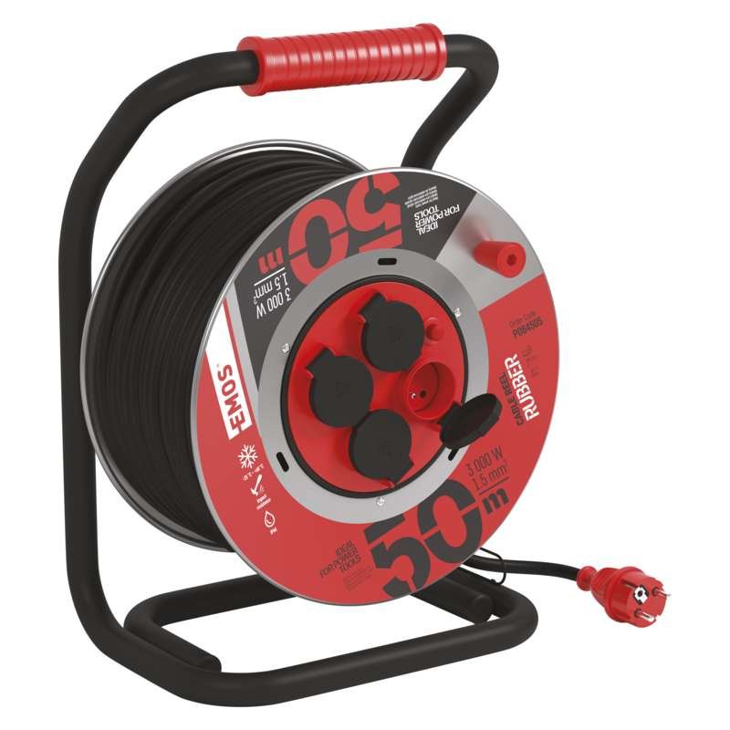 Kabel prodlužovací na kovovém bubnu Emos 50 m 1,5 mm2 IP 44