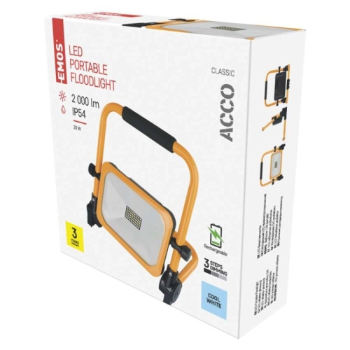 Emos lighting LED reflektor ACCO nabíjecí přenosný, 20W, žlutý, studená bílá 1531282200